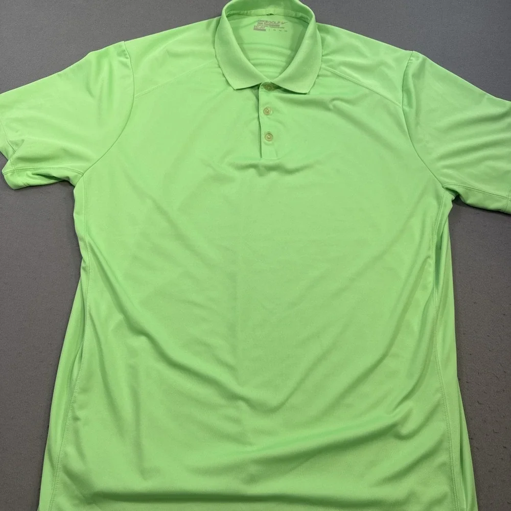 Nike Golf Polo Shirt Large MENS Dri-FIT  Performance NEON GRN